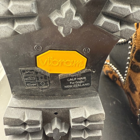 Alexander Wang Spencer Brown Black Fur Dyed Calf Leopard Print Booties Size 7 - Picture 5 of 5